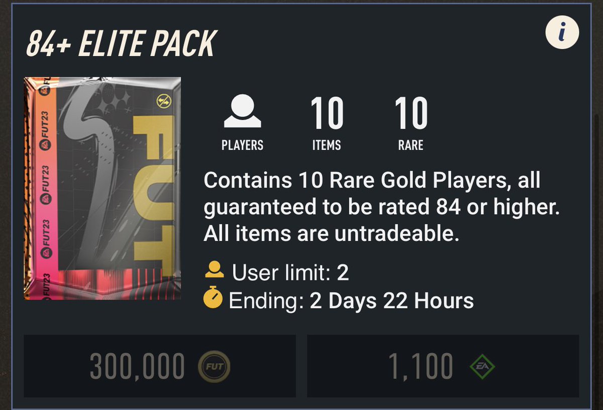 I’ll give some of you who LIKE this tweet #FIFA23 points to open BOTH the 84+ x10 packs in store! ❤️

Make sure to follow so I can DM 🟢