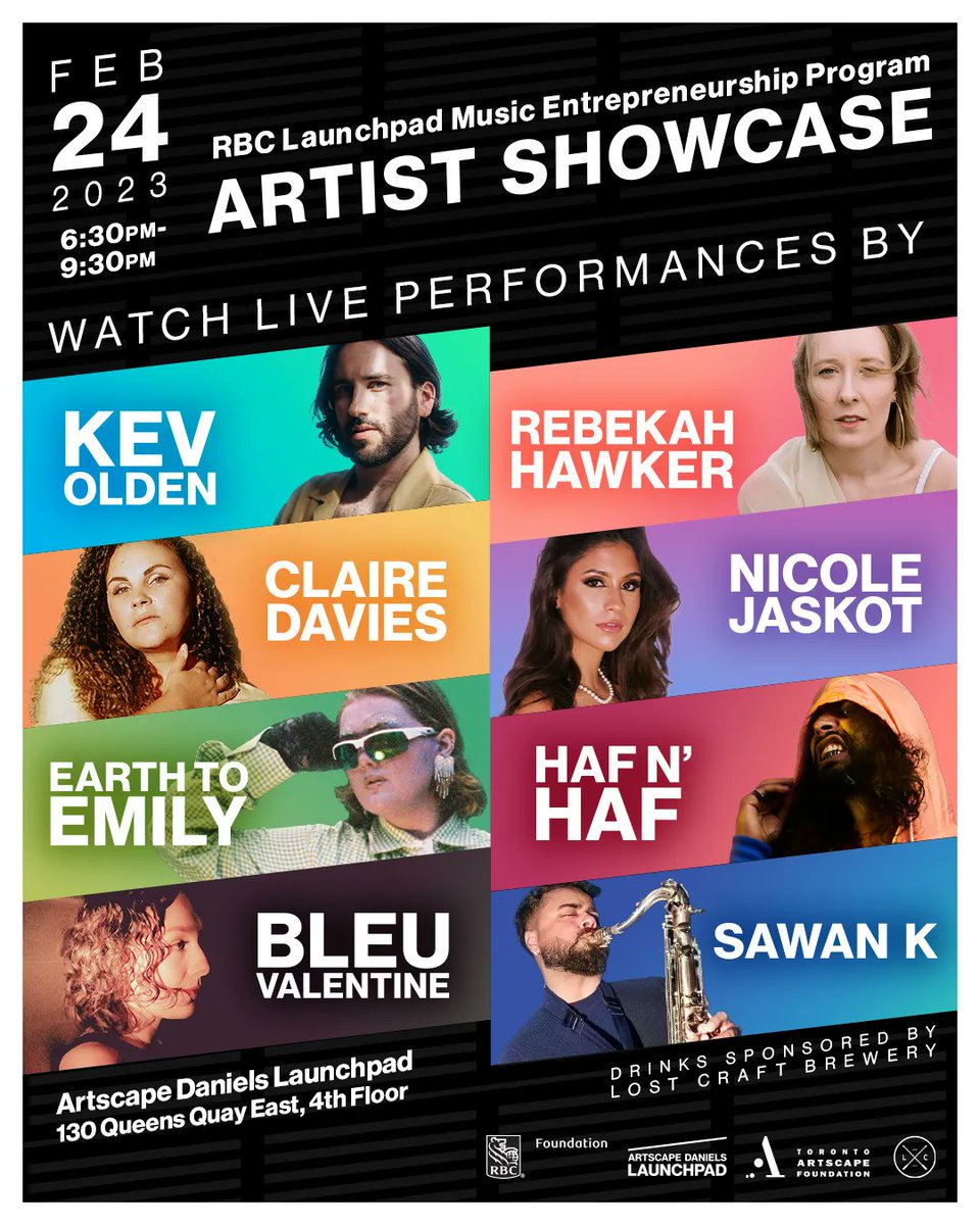 Join us on February 24th at Launchpad, for an Artist Showcase featuring the RBC Launchpad Music Entrepreneurship Program Cohort! Come on out for an evening of live, original music, entertainment and refreshments! 

Click the link to RSVP! buff.ly/3I2gGC9
