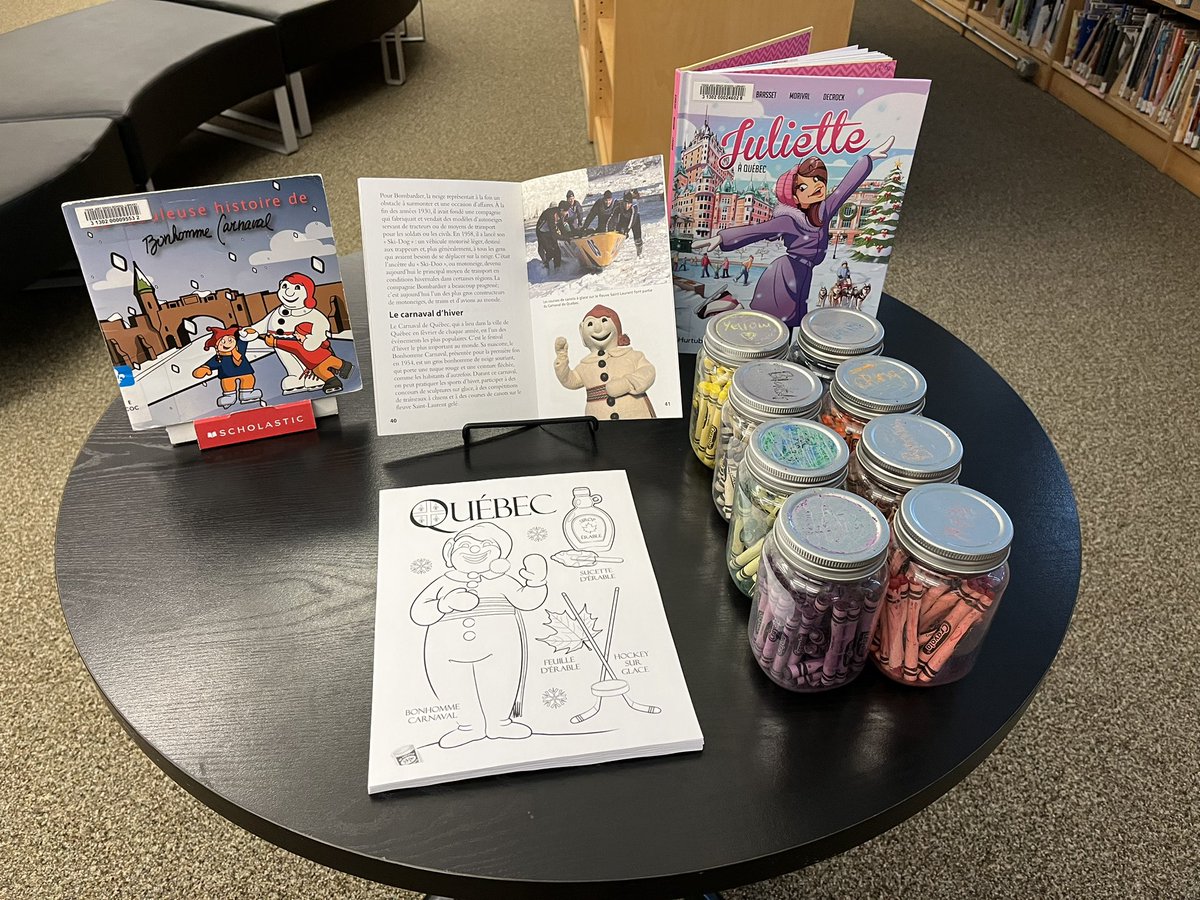 LibraryTjs's tweet image. Excited about TJS Carnaval? Check some books about Carnaval de Quebéc in the TJS library 😀 @tigerjeetps @HDSBLibraries #ONSchoolLibraries