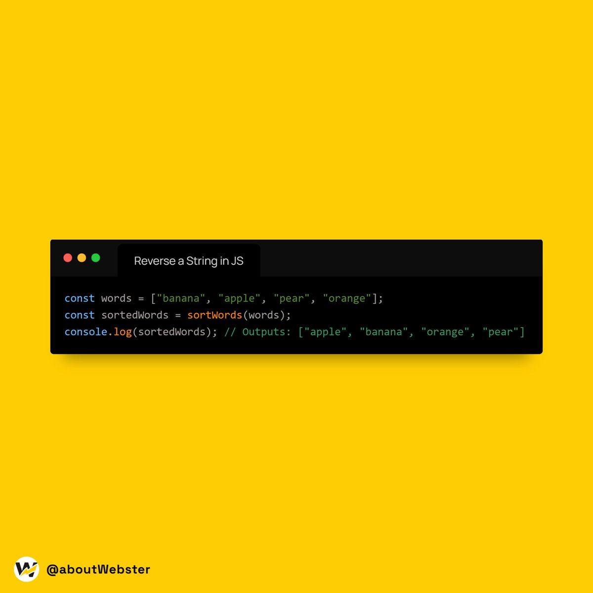 about_webster's tweet photo. Reverse a String in JS
#programming #coding #programmer #developer #python #technology #javascript #code #coder #html #webdeveloper #tech #css #webdevelopment #cssanimation #softwaredeveloper #programmers #webdesign #programminglife #php #computer #webster https://t.co/ea4sbBvwBz