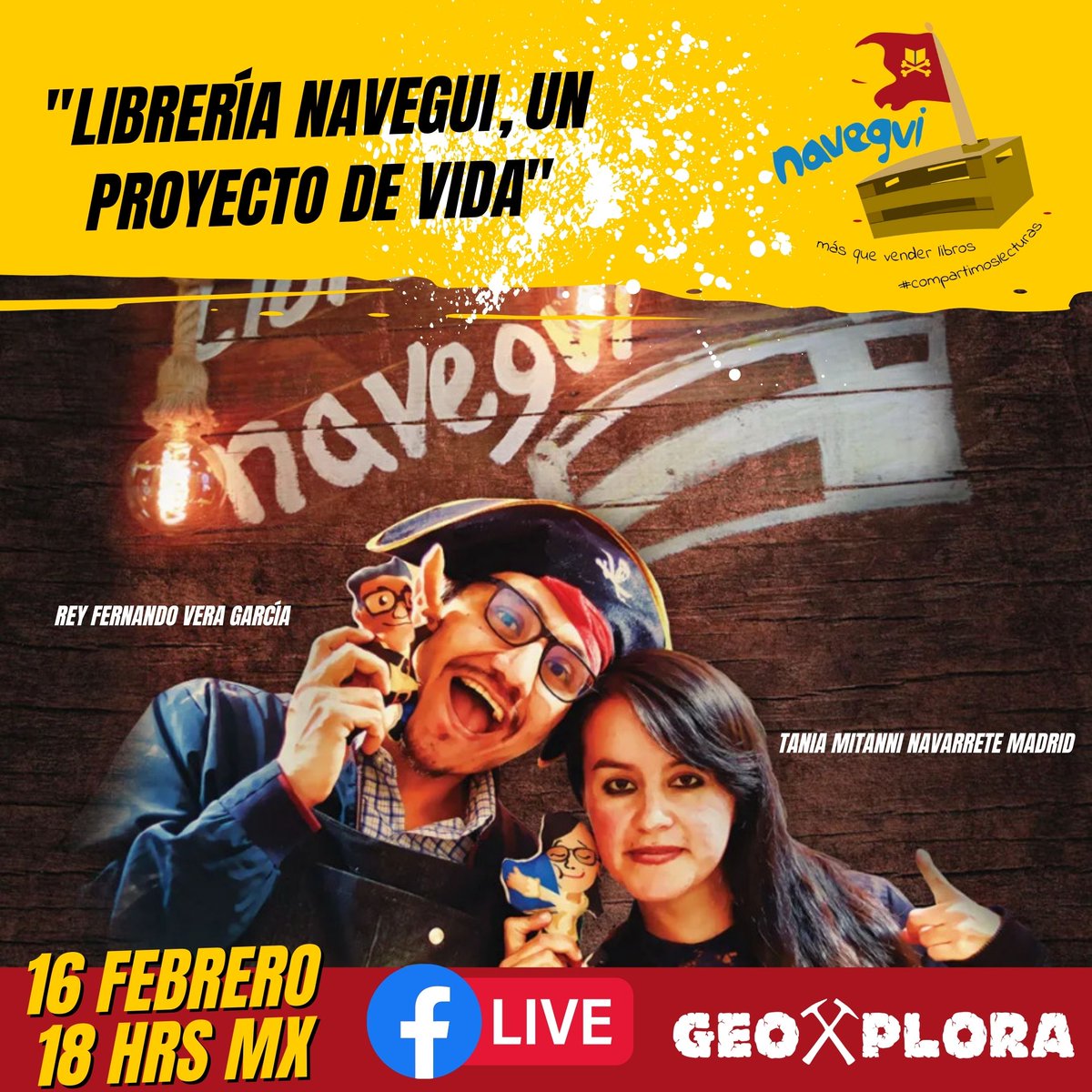 DinoLabMX's tweet photo. HOY 18HRS, tendremos regalos de DINOLAB durante la transmisión 🥳. Conferencia "Librería 📖 Navegui, un proyecto de vida" con Rey Fernando Vera García y Tania Mitanni Navarrete Madrid. 
Transmisión📍: https://t.co/U9USqpdRjm
@NaveguiLibreria https://t.co/xjwsfAveSj