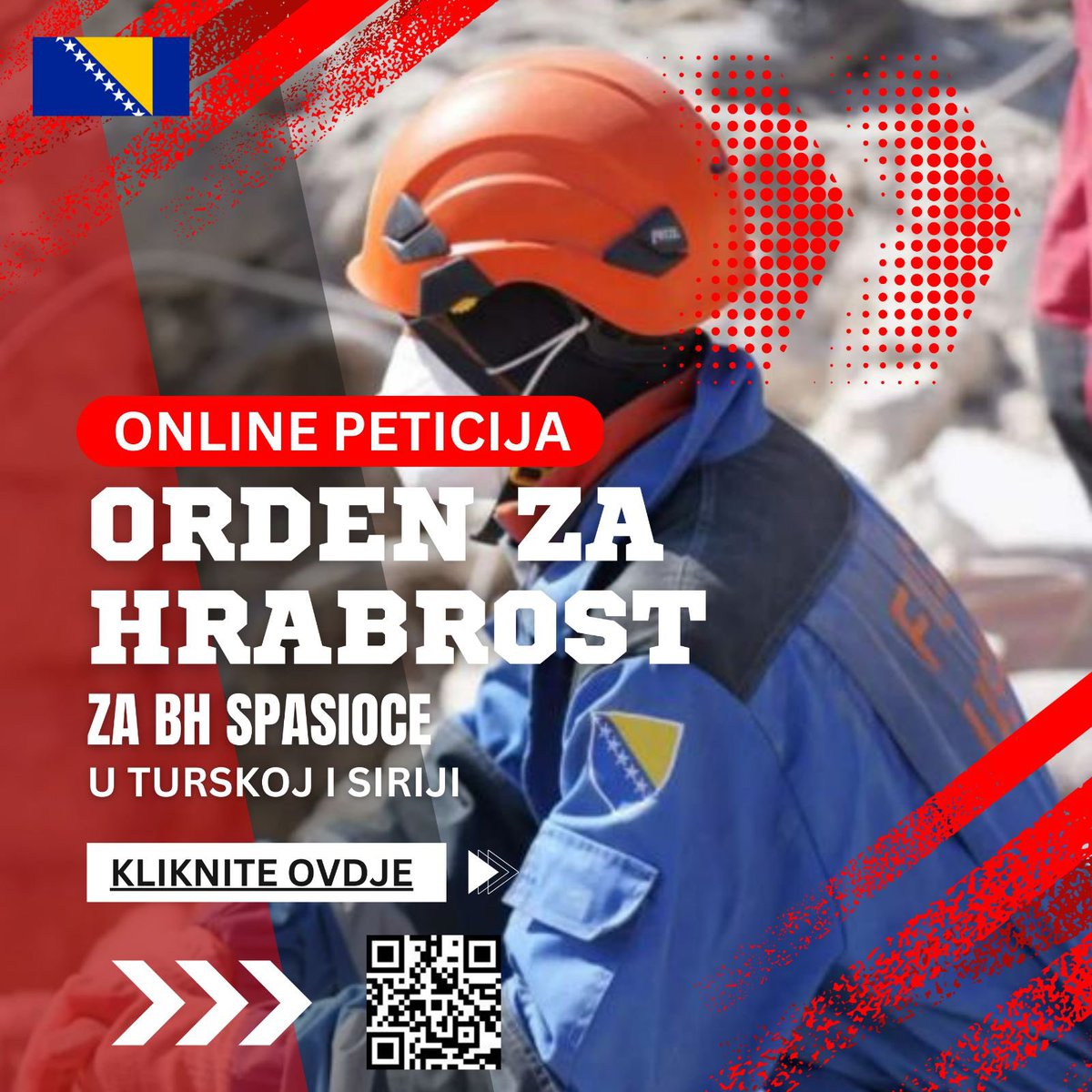 Molim vas da osvojite minutu svog vremena i potpisete peticiju za ove hrabre momke!!!

Online peticiji možete pristupiti putem ovog linka: chng.it/hR9c9SGWpH ili skeniranjem bar koda sa slike.

<a href="/vladafederacije/">Vlada Federacije Bosne i Hercegovine</a> <a href="/vladaks_/">Vlada Kantona Sarajevo</a> 
<a href="/Vijeceministara/">Vijeće ministara BiH</a> <a href="/klixba/">Klix.ba</a> <a href="/HayatMediaBIH/">Hayat.ba</a>