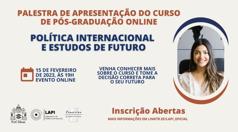 O vídeo de apresentação da pós em Política Internacional e Estudos de Futuro já está disponível no YouTube!

<a href="/CenarioseFuturo/">Grupo de Cenários e Estudos de Futuro</a> 

youtube.com/watch?v=RtXeaf…