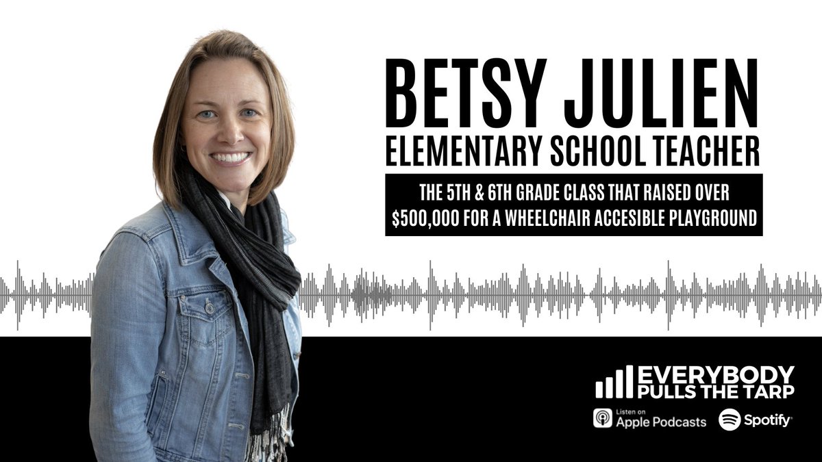 My convo w/ elementary school teacher Betsy Julien is live!

Her 5th &amp; 6th grade class at @glenlake270 has raised over $500,000...

To build a wheelchair accessible playground at their school.

This conversation is raw, emotional, &amp; I'll never forget it...