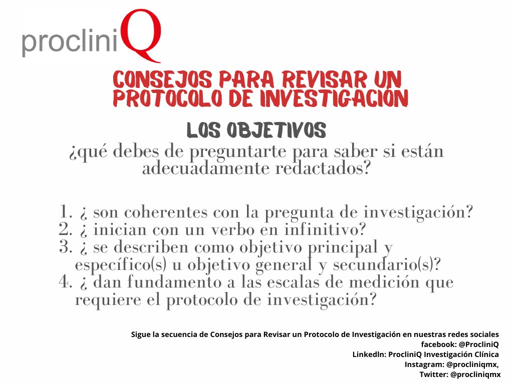 ProcliniQMx's tweet photo. SERIE ACADÉMICA PROCLINIQ 

Consejos para Revisar un Protocolo de Investigación.

Consejo 5 https://t.co/unVK7MfhcS