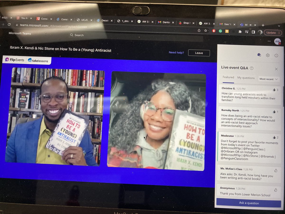 Ms_Smith_3's tweet photo. Ibram X Kendi &amp; Nic Stone on How To Be a (Young) Antiracist.

Engaging in courageous conversations with students. https://t.co/Xa0b1VFQuj