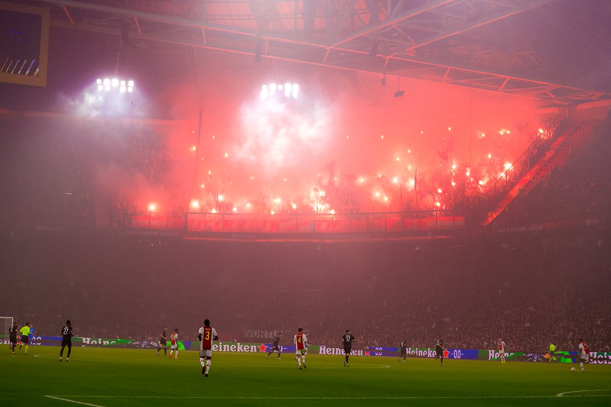 The view of the away support at Ajax vs. Union Berlin ♨️