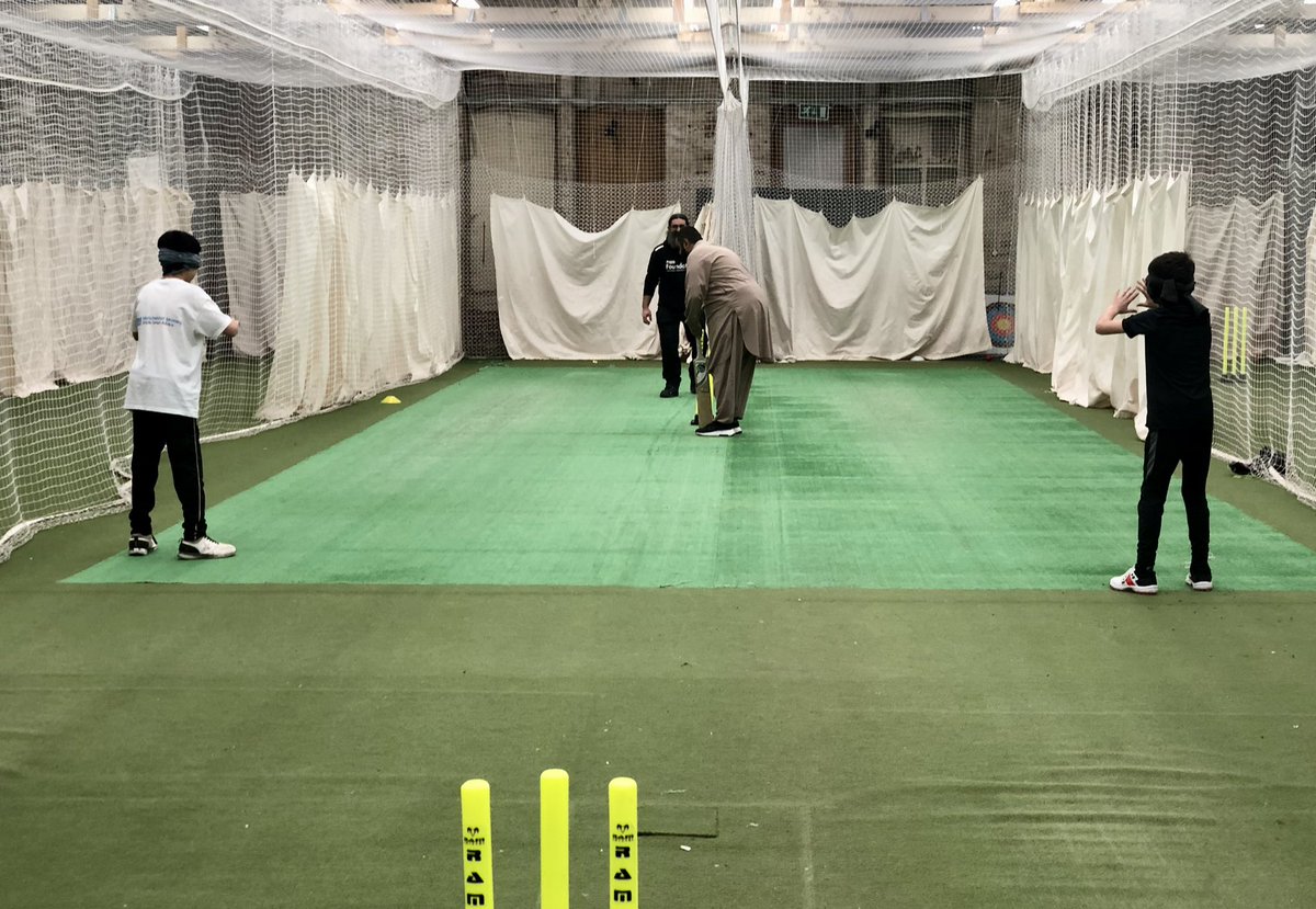 TCA_Foundation's tweet photo. An incredible moment at our @TCA_Foundation charity #24hrNetathon. A demo of blind & visually impaired cricket by Mohammed Javid who plays for the Bradford Team. Our junior ambassadors got involved to understand how the game works with a large ball filled with ball bearings! https://t.co/Pu22ZgSDp2