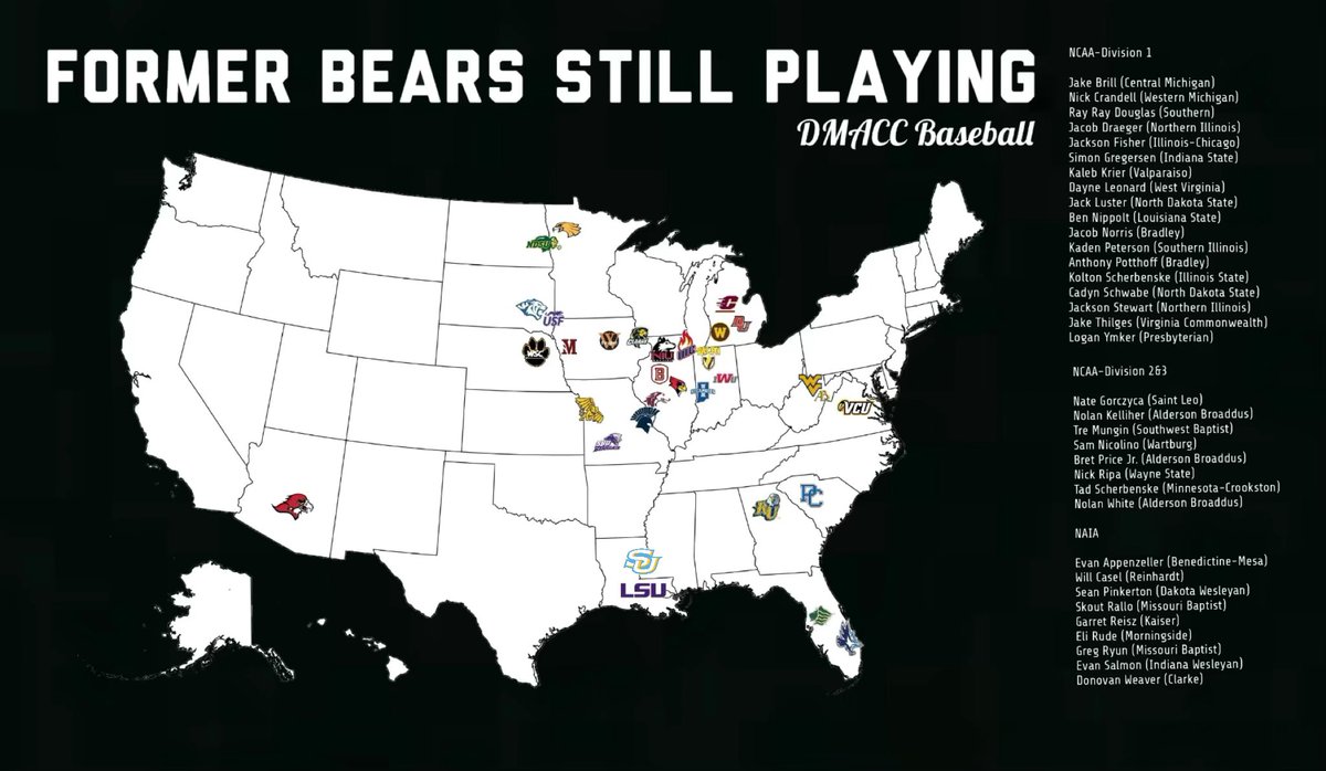 We would like to say good luck to the 39 former Bears that are kicking off their 2023 seasons at the next level!

#DMACCBaseball 🐻⬇️