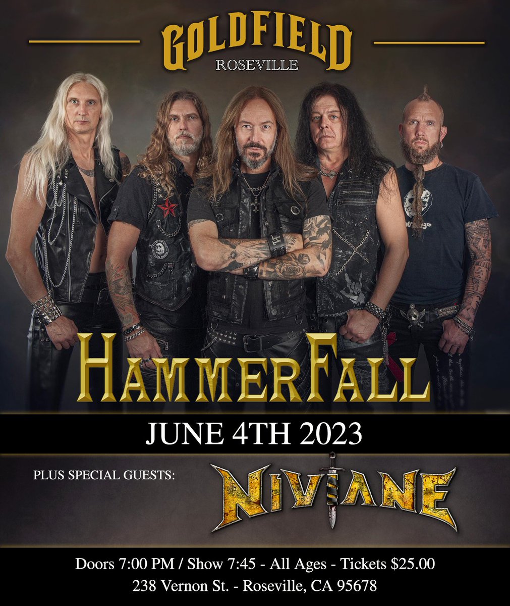 Wednesday, April 12th - Lords of the Trident, Niviane, Graveshadow &amp; Knight and Gallow

Sunday, June 4th - HammerFall &amp; Niviane

#powermetal #hammerfall #lordsofthetrident #graveshadow #niviane #metalconcert #metalconcerts