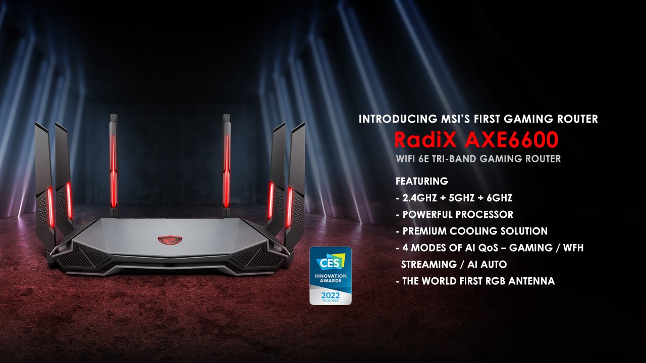 MSI RadiX AXE6600 WiFi 6E Tri-Band Gaming Router