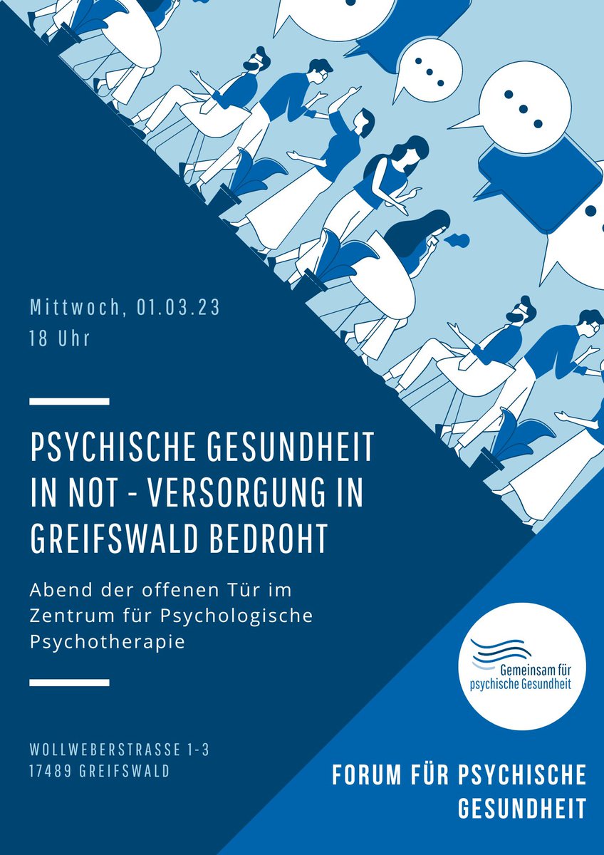 Abend der offenen Tür im Zentrum für Psychologische Psychotherapie - weitere Informationen hier: psychologie.uni-greifswald.de/gemeinsam/foru…