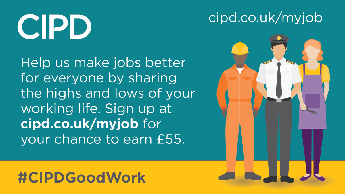 CIPD's tweet photo. Want to share your experience of life at work?
Consider taking part in our #GoodWorkStories research interviews for 2023!
Whether you’re a plumber, pilot or police officer, we want to hear from you.
Find out more: https://t.co/vq4ZHnSkCb
#GoodWorkResearch #JobStories https://t.co/lw2vIUvPyn