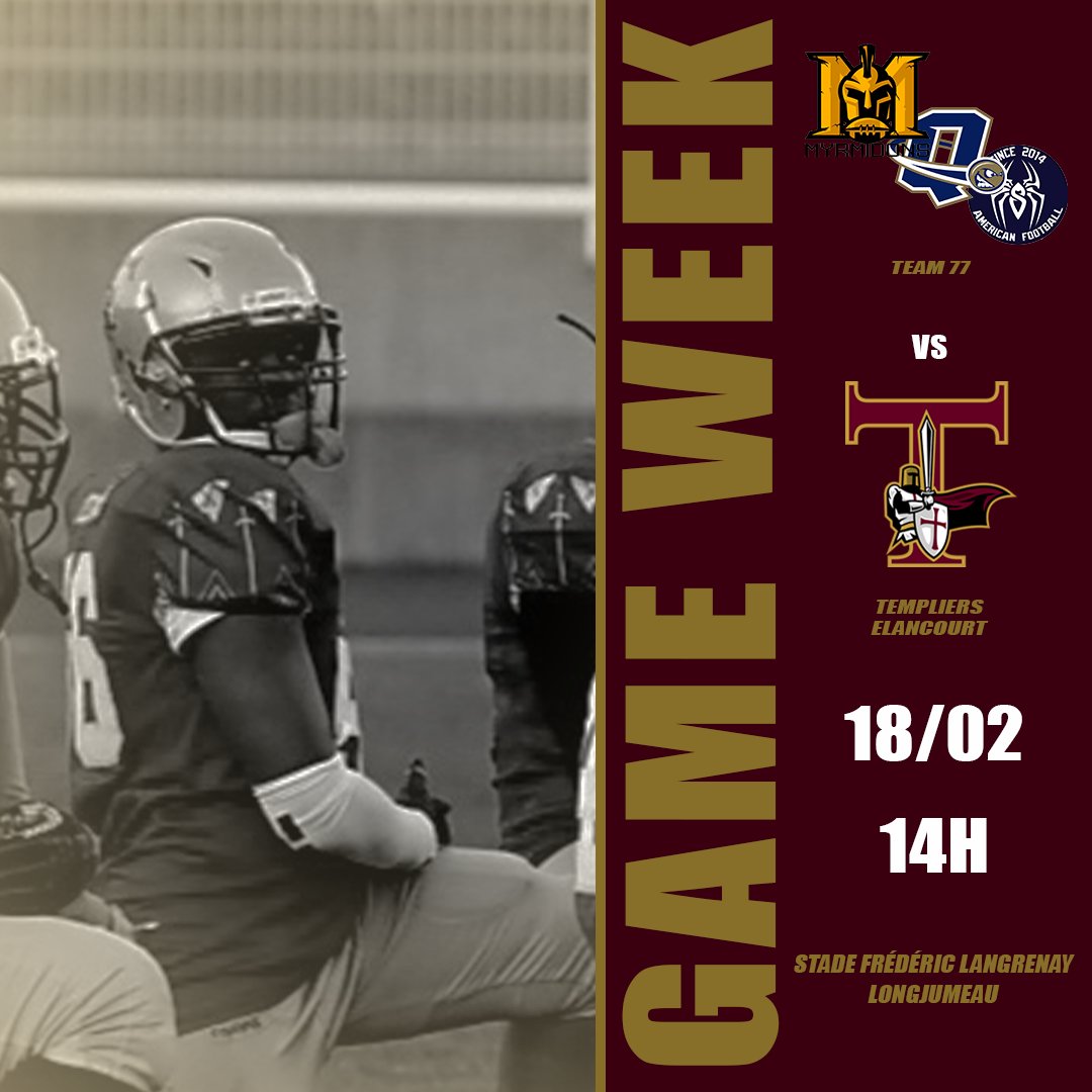 🏈Game Week 🏈

Nos U20 se déplaceront à Amiens pour affronter les <a href="/spartiatesfoot/">Les Spartiates d'Amiens</a>

Nos U17 rencontrerons la Team 77. Une entente entre les <a href="/MyrmidonsFootUS/">Les Myrmidons FootUS</a>, les <a href="/QuarksFootball/">Quarks Football</a> et les <a href="/SpidersFootball/">Val d'Europe SPIDERS</a>.

#WeAreOne #Templiers #GoldNation #FFFA #Football #FootballAmericain