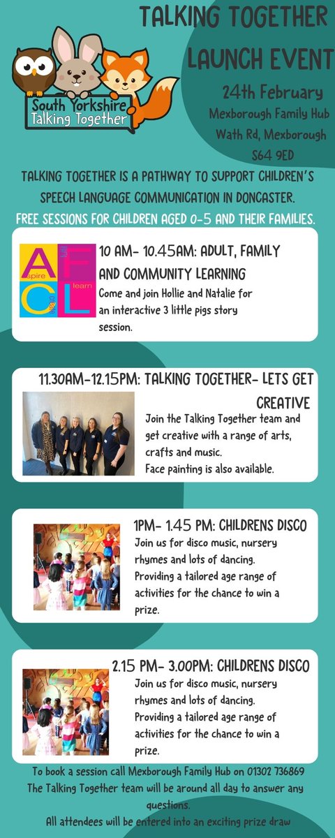 Talking Together event at Mexborough Family Hub.
#Doncaster #doncasterfamily #doncasterfamilyhubs #doncasterfamilyhub #southfamilyhubs #centralfamilyhubs #northfamilyhubs #eastfamilyhubs #earlyyears #earlyyearslearning #talkingtogether @afcl #adultfamilycommunitylearning #speech
