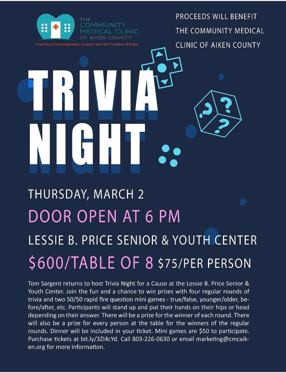 Have you gotten your tickets to our Trivia Night??? This event always sells out and is a fun and fantastic way to raise money to support the Clinic! If you’re interested in being a sponsor please reach out to Nikita at nhanif87@outlook.com for details!