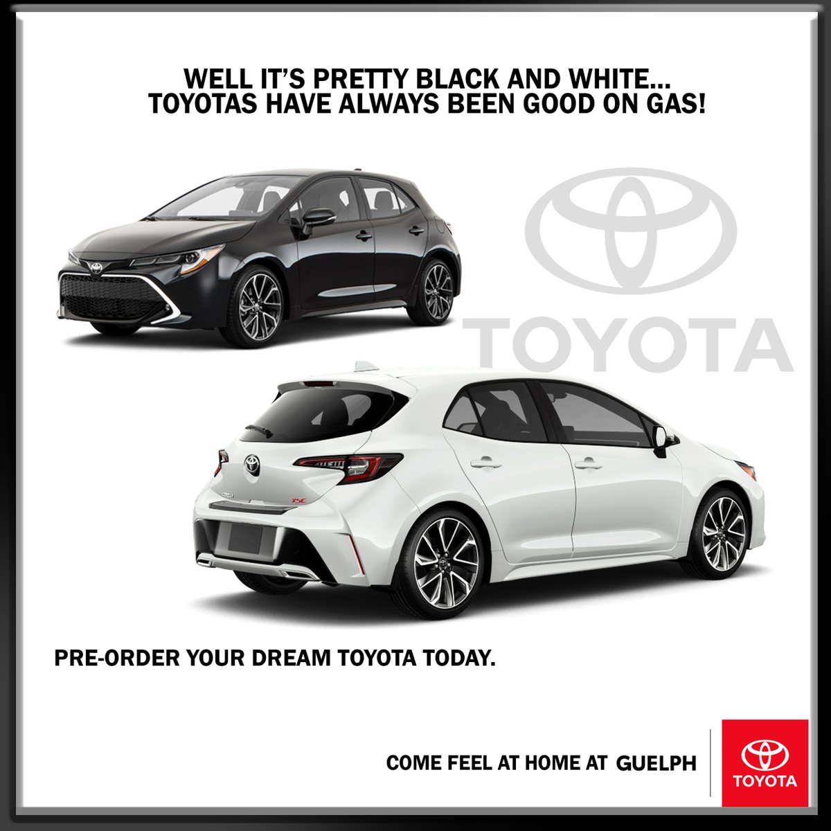 Save on Gas! Get your New Toyota on Order with us today! @GuelphToyota #preorder #newcars #toyota #toyotadealership #toyotadealer #dealer #toyotlife #save #saveongas #gasprices #fuelefficient #preorderhere #order #orderup #guelph #royalcity #reliable #quality #guelphtoyota #info