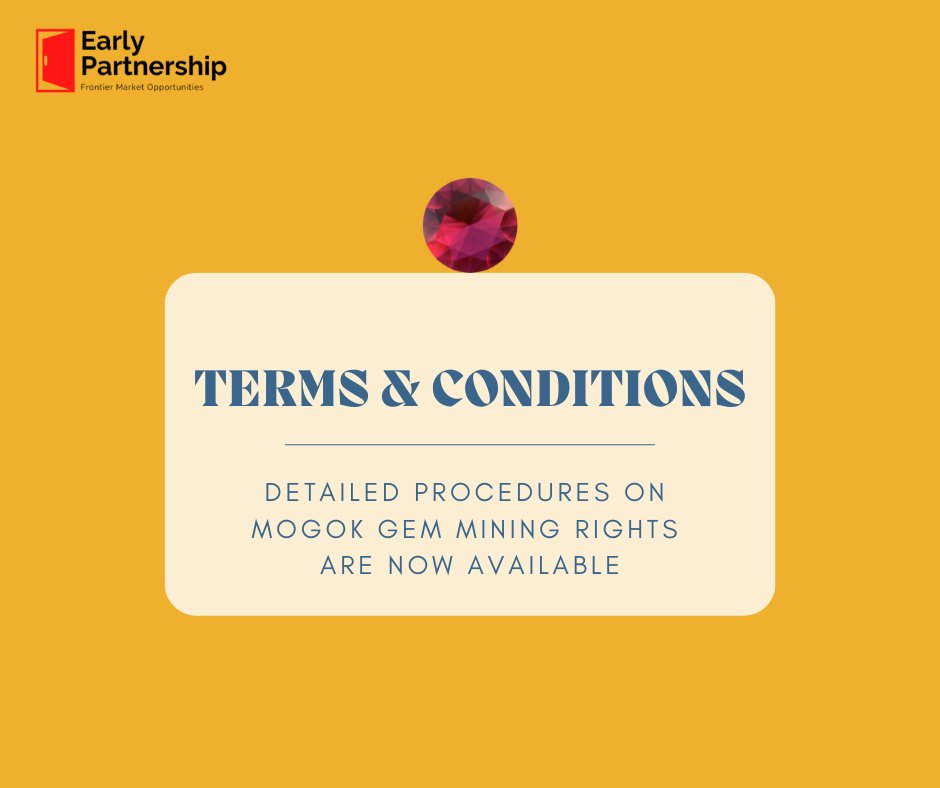 EarlyPartnerNUG's tweet photo. ANNOUNCEMENT:
Procedures on Mogok Gem Mining Rights, as approved by the Cabinet of #NUG #Myanmar, are now available at https://t.co/yERrKoFNLe
Please contact partnership@mopfi.nugmyanmar.org if you need more information or to invest in Mogok Gem Mining Rights. Thank you. https://t.co/vcbtew8kQY