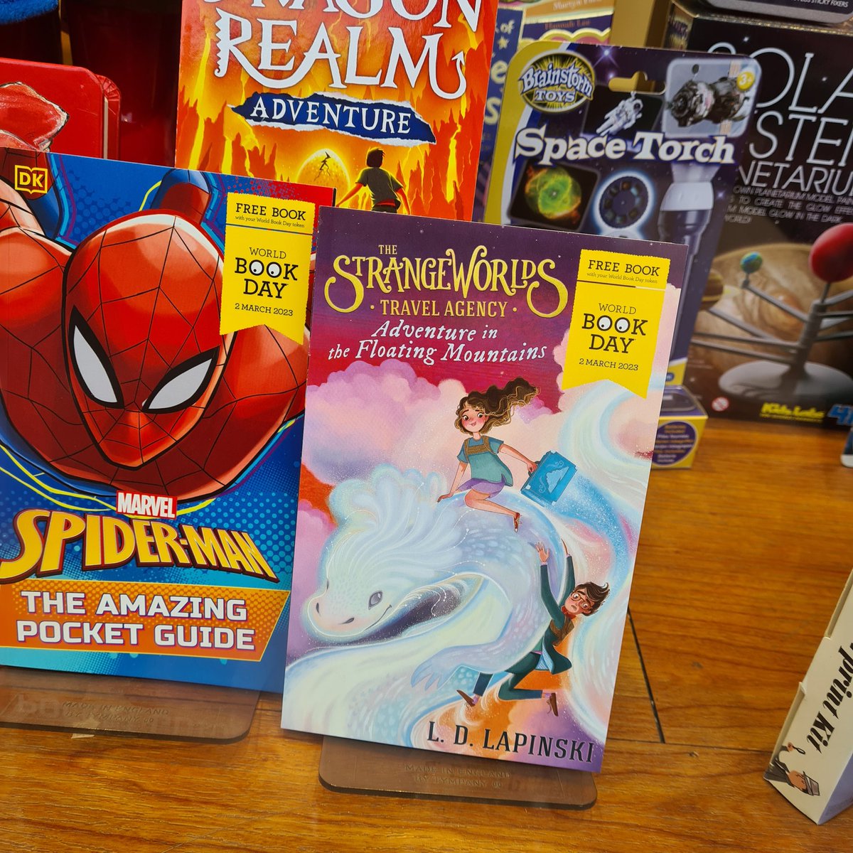 Sana_Lewis's tweet photo. #WorldBookDay @ldlapinski 's The Strangeworlds Travel Agency spotted in @WaterstoneDerby display. It looks so magical! Can't wait to hop in. https://t.co/HTQIo7tOd4