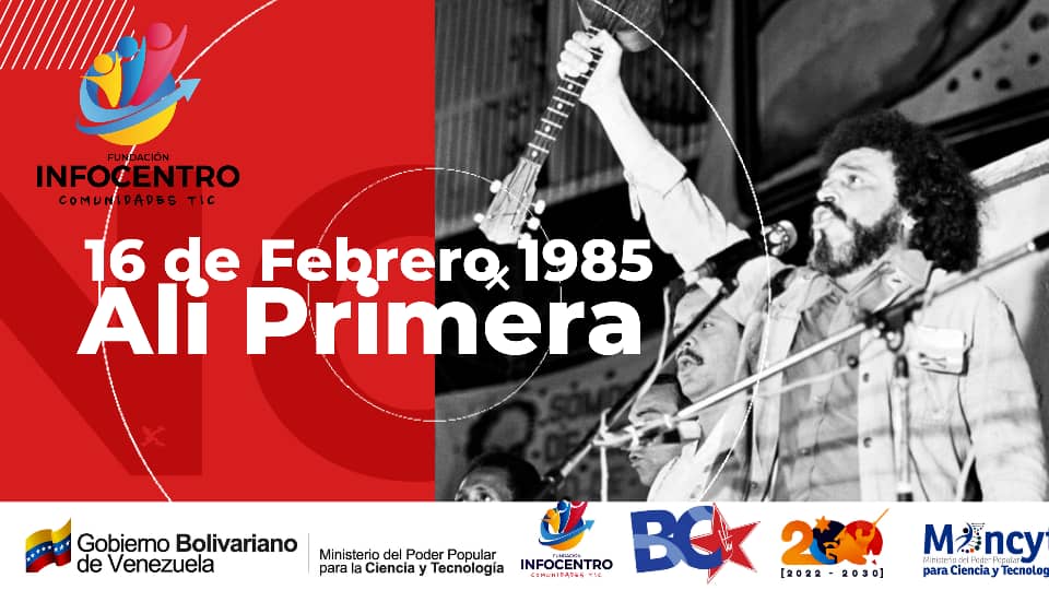 surcomuna's tweet photo. #15DeFeb La canción es invencible y cuanto más fuerte los golpes más alto canta el pueblo con la Voz de Alí, más alto canta Alí con la voz del pueblo. Aníbal Nazoa.
38 años de la siembra del cantor del pueblo Ali Primera @BrigadasCHCH @Infobolivar3 @VzlaInfo1 @luisinfoVen https://t.co/S0eaXr9Rdl