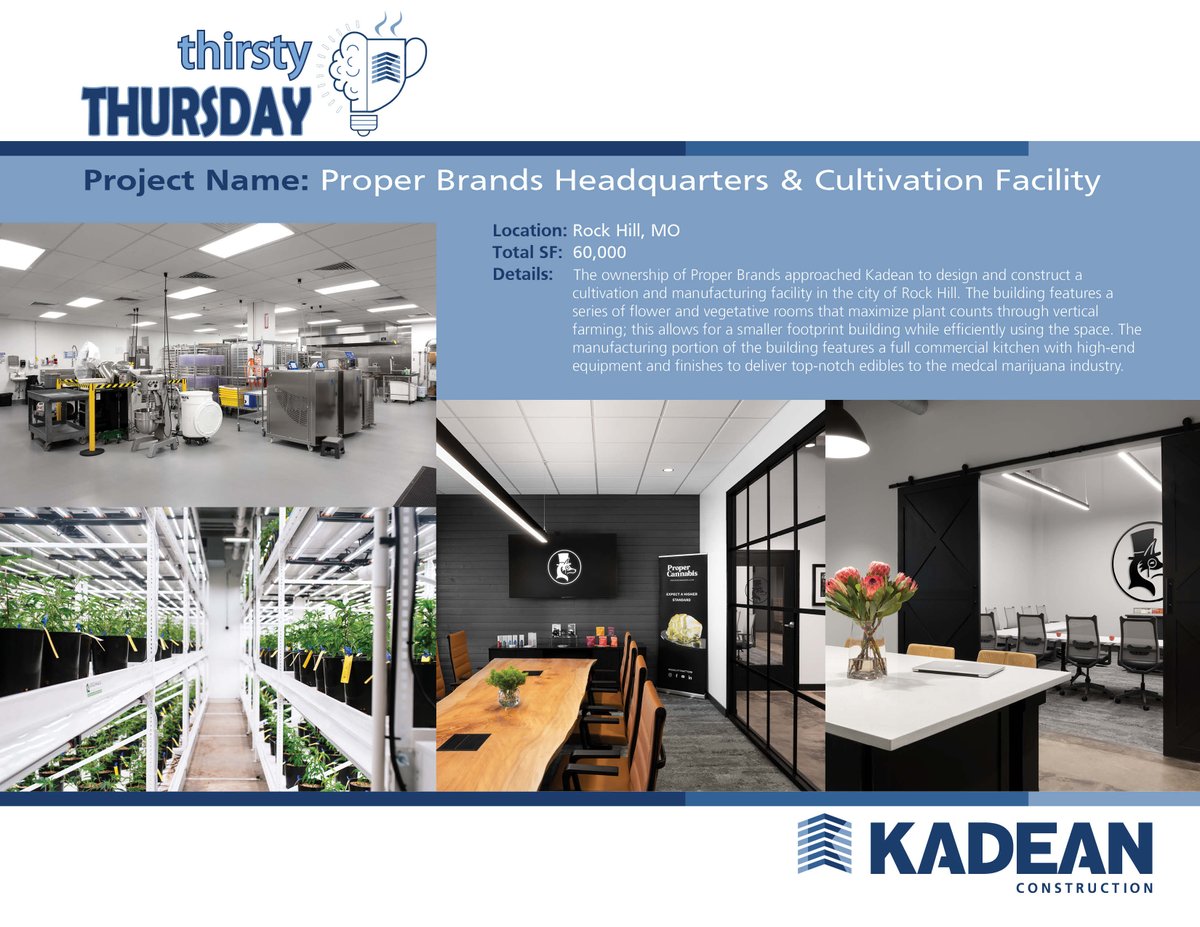 KadeanConstruct's tweet image. Did you know?

Kadean has built more than $25 million of cannabis cultivation &amp;amp; manufacturing facilities across 6 states. 

#kadeanconstruct #kadeanthirstythursday  #tenantimprovements #kansascityconstruction #stlouisconstruction #generalcontractor  #cannabiscultivation