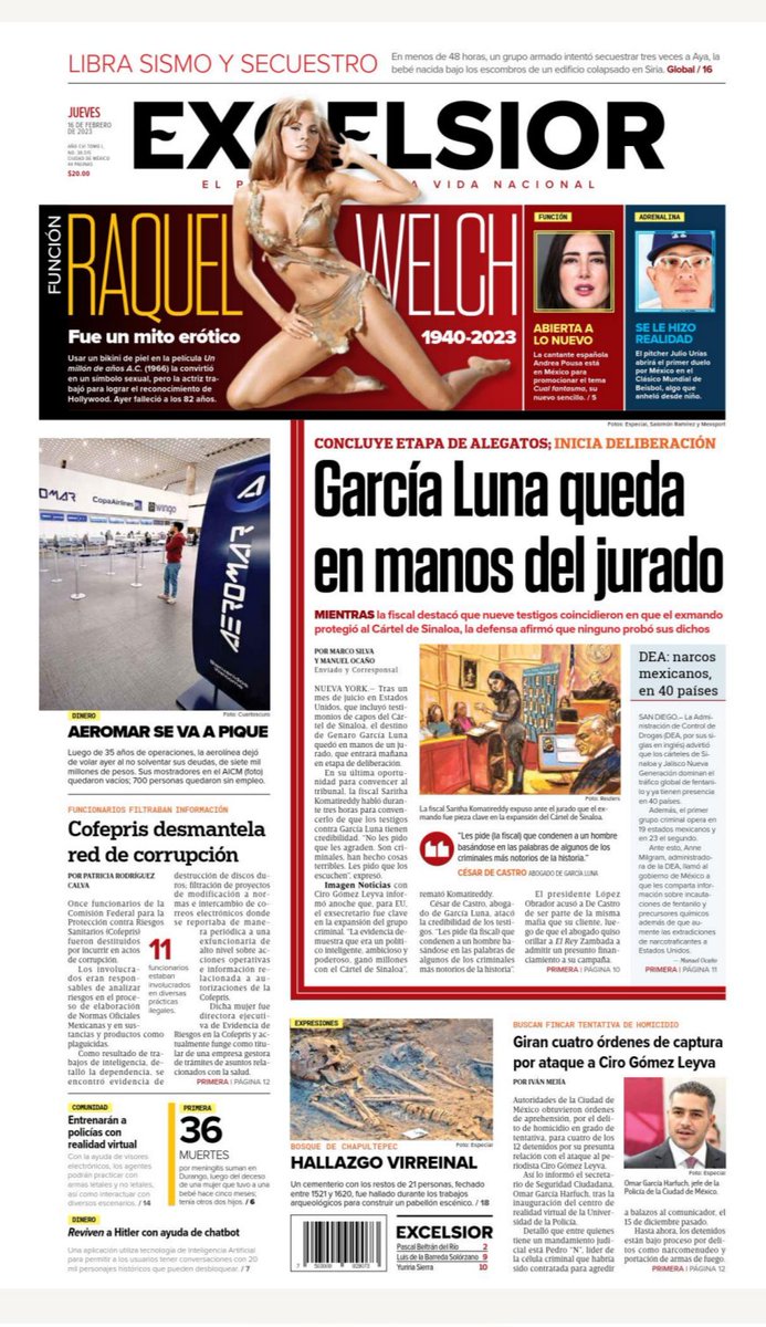RFInforma's tweet photo. ¡Buenos días! Te presentamos las portadas de los principales periódicos del jueves 16 de febrero de 2023
#RFInforma #Aguascalientes jueves 16 de febrero de 2023.
#periodico #NoticiasdeHoy #DeInterés #Enterarate 2/3 https://t.co/FL49uEMHkN