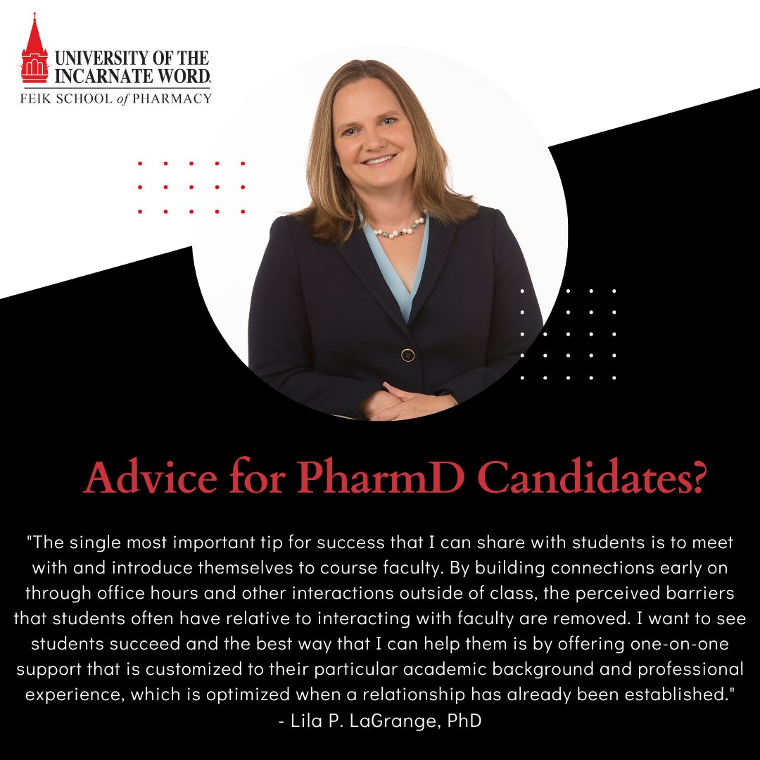 Showing some love to our Faculty! Dr. Lila LaGrange has been with the Feik School of Pharmacy since 2006! When she isn't teaching class for the P1's, she enjoys traveling with her family, scuba diving, and hiking with her dog Max! #feikleads #pharmily #pharmacyschool #pharmacy
