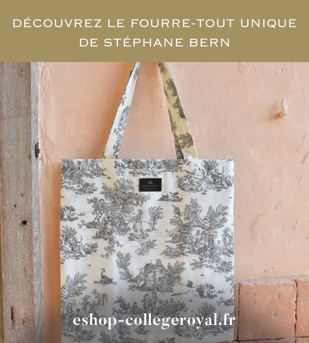 CollegeroyalSAS's tweet image. Un #totebag pas comme les autres 😍
Le fourre-tout en toile de jouy Collège Royal a été imaginé par @bernstephane comme une occasion d&apos;ajouter un peu plus de #toiledeJouy dans son quotidien...
🇫🇷 #Faitmain, au @college_tg bien sûr !

👉🏼 À adopter sur eshop-collegeroyal.fr