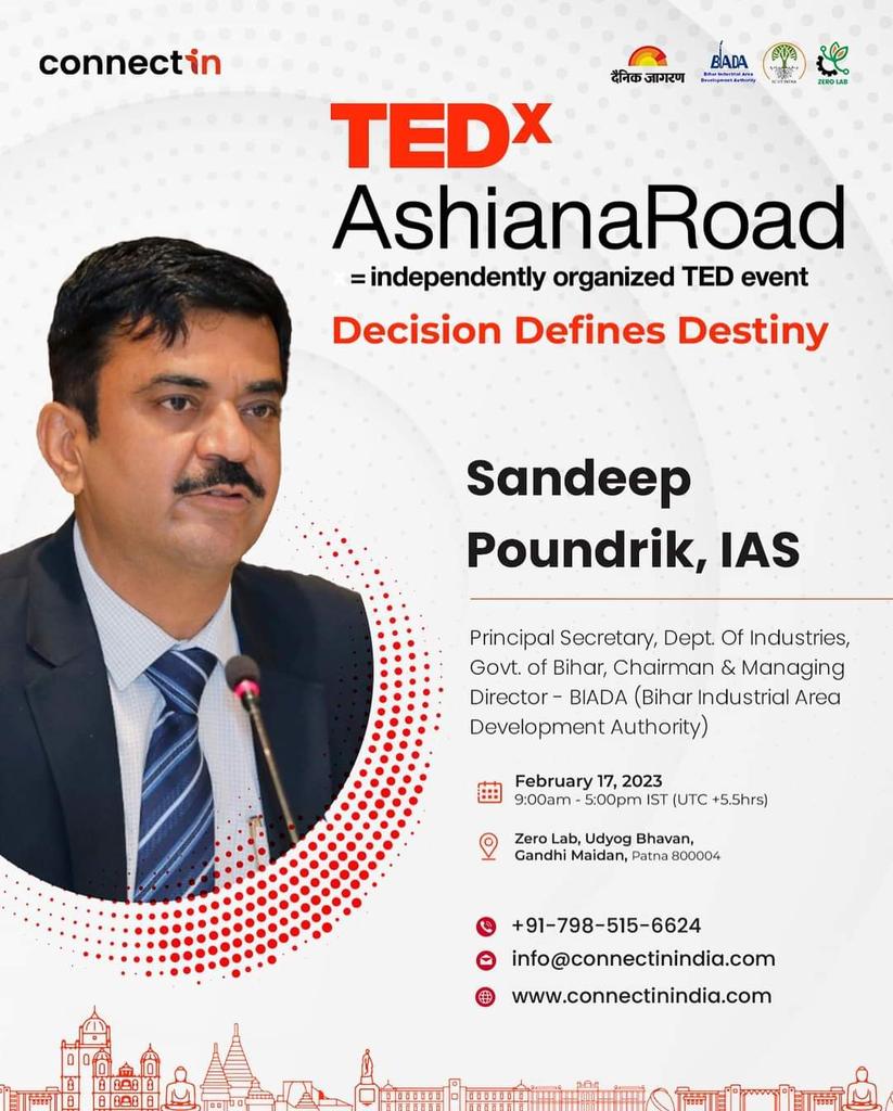 HKishor4you's tweet photo. TEDxAshianaRoad 2023 |
Looking forward to attend 🙌
#tedxashianaroad #tedx #tedxtalk #tedxspeaker #iitpatna #iciitpatna #connectin #incubation #startups #entrepreneurs #innovators #Startup #entrepreneurs #influenceurs #TechaxLabs @explore_bihar @IncredibleBihar @tourismbihargov https://t.co/Vn8Vra8MA0