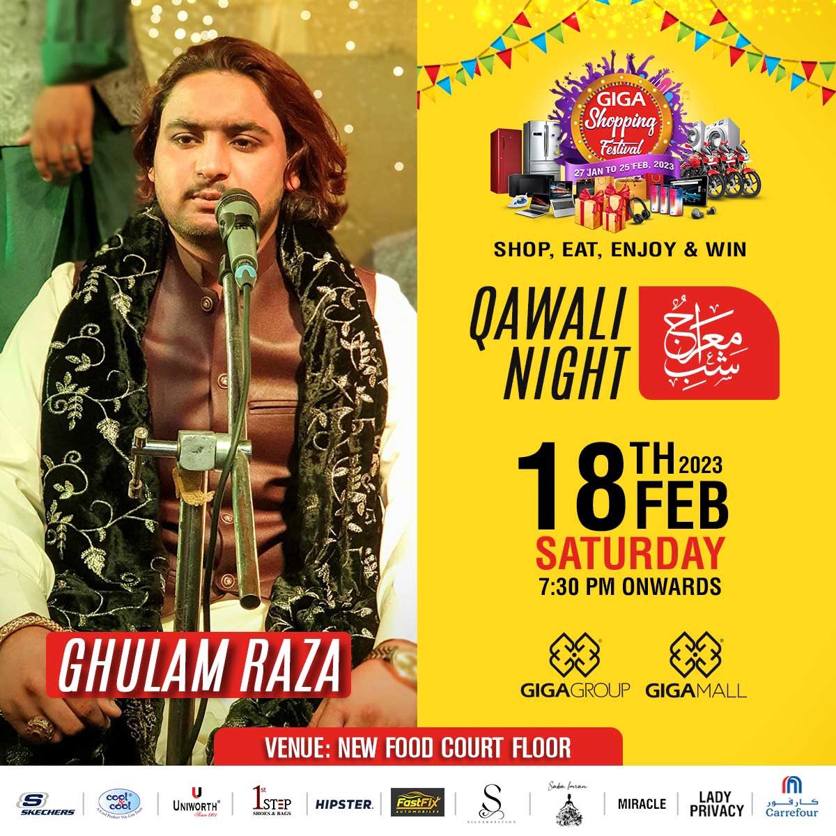 TheGigaMall's tweet photo. #gigamall #gigagroup #shopping #gigashoppingfestival #shoppingfestival #gigamallevents #celebrations  #gigamallshoppingfestival #qawalinight #music #grandmusicalnight #musicalnightgigamall #Ghulamraza #singer #qawalinightsaturday #grandshoppingfestival #shop https://t.co/SXF7J5sIgp