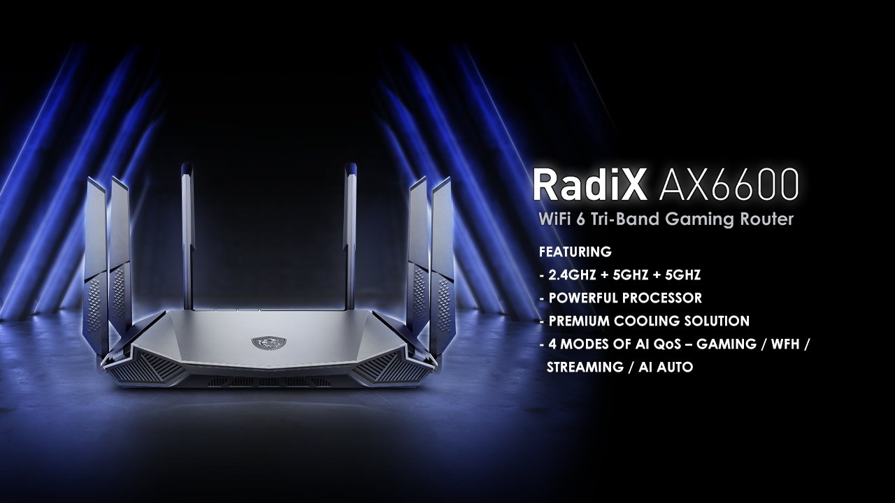 MSI RadiX AX6600 WiFi 6 Tri-Band Gaming Router