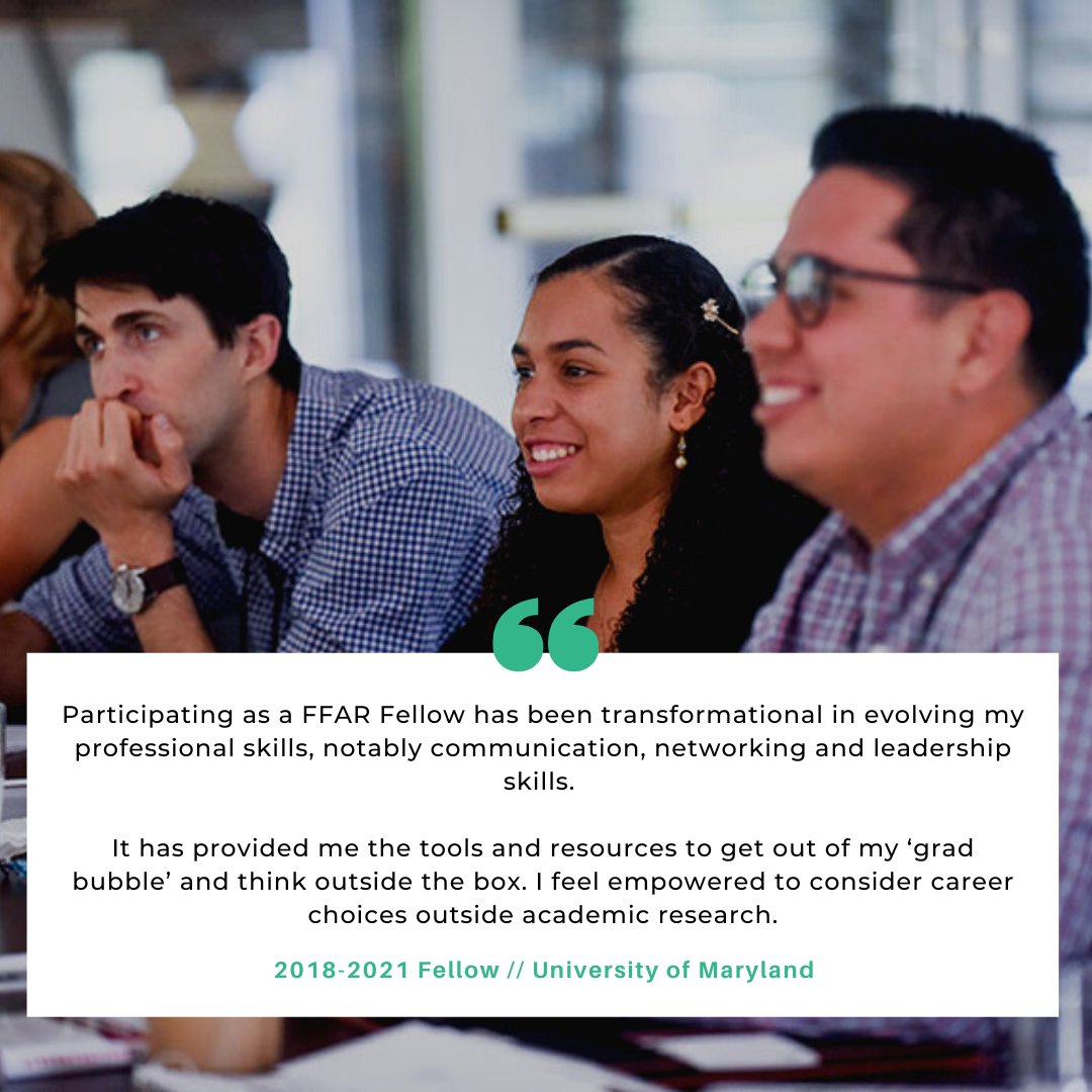 We are proud to be shaping future leaders. 

Interested? ✨The FFAR Fellows program application process is open now for its 6th cohort! For more information or to get the process started click the link in our bio.✨

#gradschool #gradschoollife #research #scientist #stem
