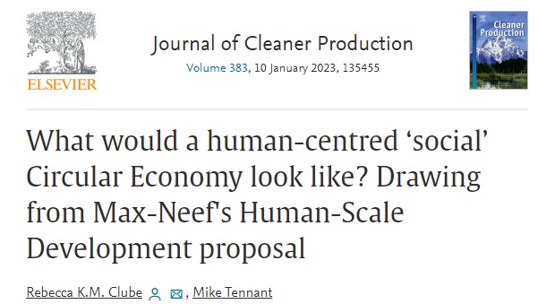 IC_CEP's tweet photo. 📰Last month saw the publication of @RebeccaKMC and Dr Mike Tennant's latest article, presenting a socially-valuable reframing of the #CircularEconomy based on #HumanScaleDevelopment principles
Read the whole #OpenAccess piece below #jclepro⬇️
https://t.co/eDe9QJti0C https://t.co/wuybCB99xT