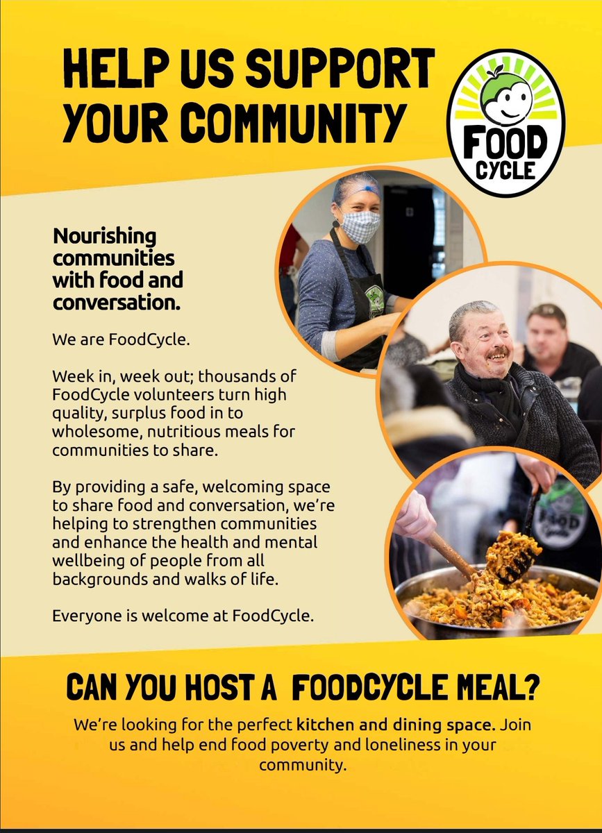 MathewMilner's tweet photo. .@foodcycle is on the hunt for a venue to launch a 2nd Project in Sheffield following fantastic support in Broomhall. 

We need a hall space, commercial-ish kitchen &amp; community links.

Our volunteers run a weekly 3 Course Meal FREE!

Know anywhere? Get in touch! 

Please Share! https://t.co/LnHDxc7KZ2