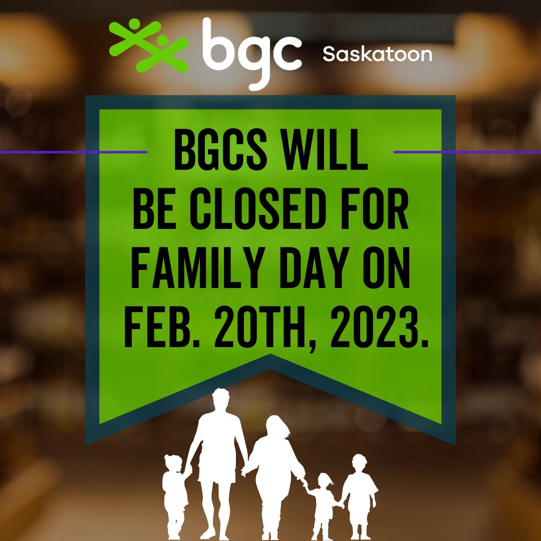 BGCSaskatoon's tweet photo. This is a friendly reminder that BGCS will be closed on Monday for Family Day. Our main office and ELC programs will return to regular hours on Tuesday! 

We hope everyone has a lovely long weekend, and for school kiddos, have a great break! 😀

#yxe #holidayhours #bgcs https://t.co/1zyHv3UpgH