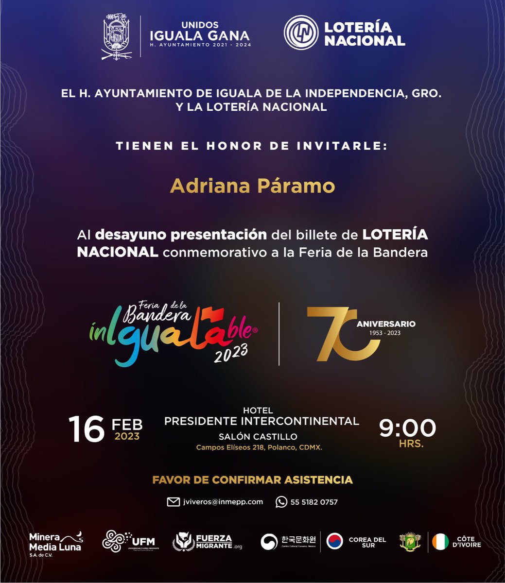 AdrianaParamo's tweet photo. Presentación del billete de la Lotería Nacional, conmemorando el 70 aniversario la Feria de la Bandera de Iguala, Gro. 

#Inigualable
#feriadelabandera
#iguala
@lotenal https://t.co/nwfhjU3eVB