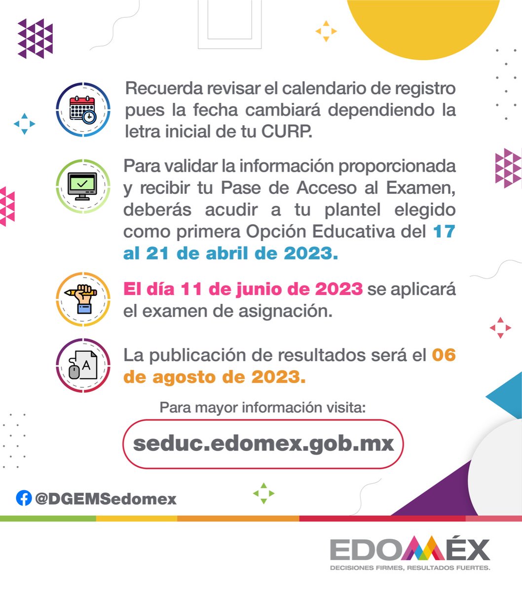 DBT_Edomex's tweet photo. Estimado Aspirante ⚠️

Aún continúa el proceso para el Concurso de Asignación a la Educación Media Superior para los #103MunicipiosEdoméx. 
Conoce las fechas más importantes en la convocatoria: https://t.co/3YLSnHgh8x

@DGEMSedomex https://t.co/CxOCxs0Qm6