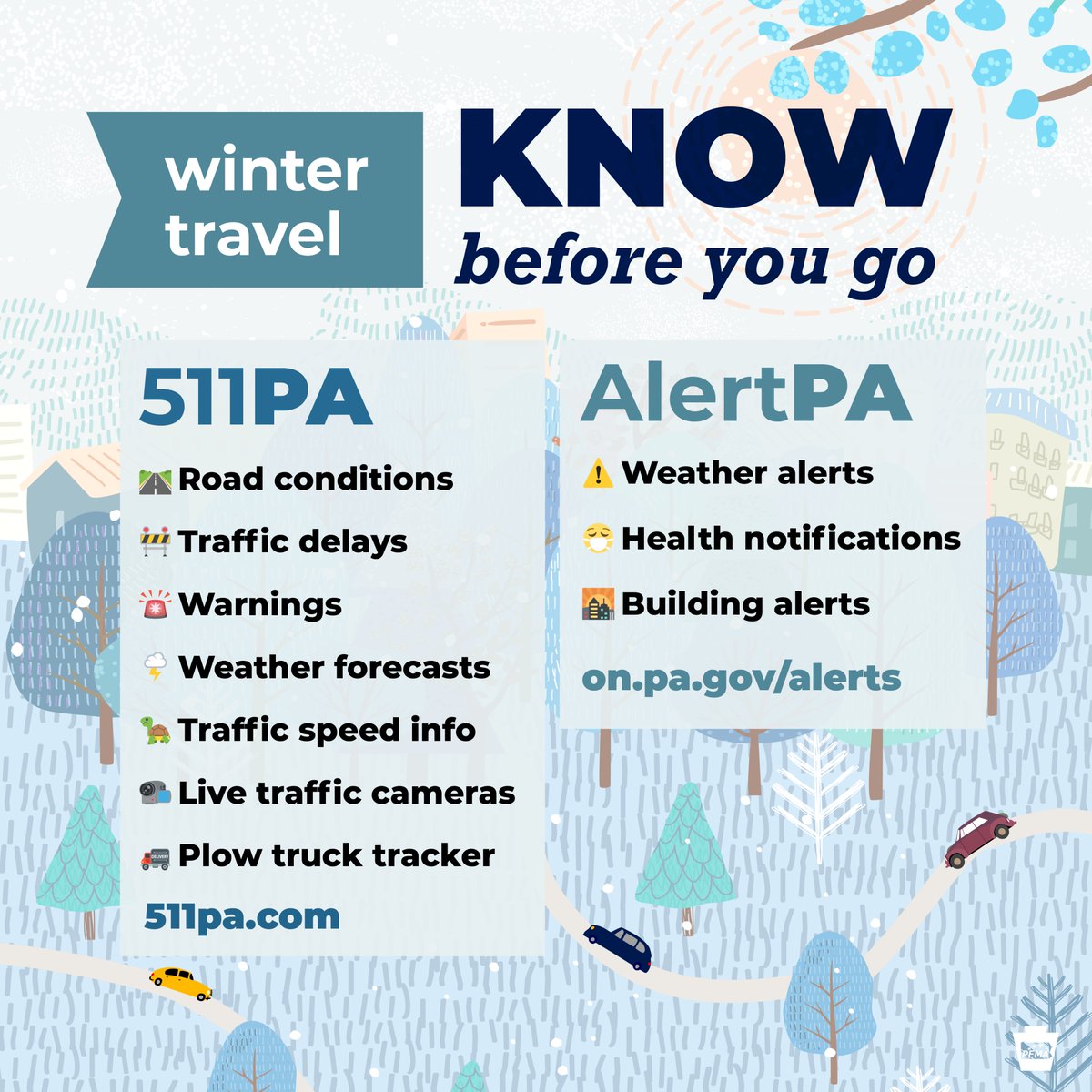 aid_in_pa's tweet photo. The February issue of the #ReadyPA Newsletter from @PEMAHQ  is here! 👉 https://t.co/JaKhr1F1ZX

🚛 Ask a Plow Truck Driver 
💕 Winter Weather Safety Tips We Love
❄️ Know Your Winter Weather Terms

#PEMA #EmergencyPreparedness #WinterSafetyTips #WinterSafety https://t.co/kJi7l99yrs