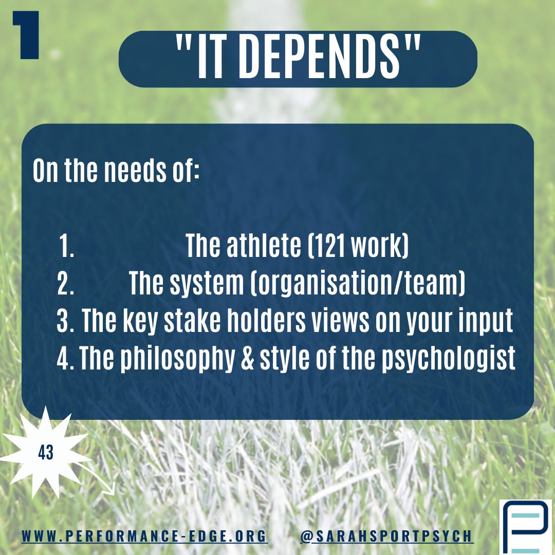 Sarahsportpsych's tweet image. In my experience within teams and organisations, two things crop up consistently surrounding the value that sport psychologist can add
1.Connecting the dots
2.Being part of the performance puzzle
#appliedpractice #context #sportpsych #connectors #sharedvision