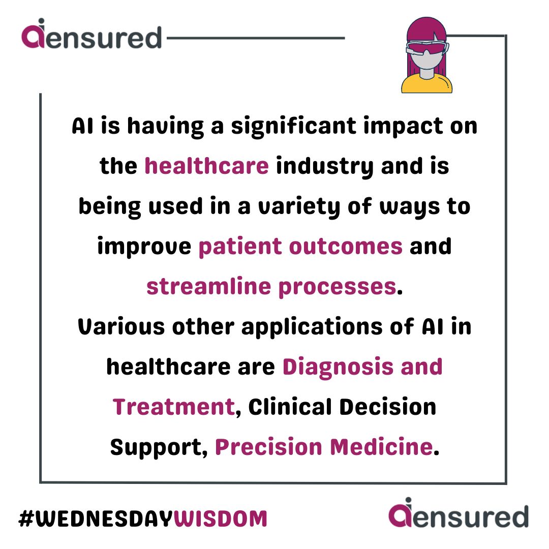 AiEnsured's tweet photo. The application of artificial intelligence (AI) in the medical field offers a number of advantages, some of which include the automation of jobs and the analysis of large data sets relating to patients in order to provide better healthcare more quickly and at a cheaper cost. https://t.co/KPvmq6aYQK