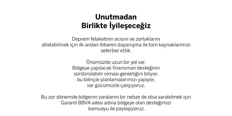 GarantiBBVA's tweet photo. Ülke olarak önümüzde uzun ve zorlu bir süreç var. İyileşme dönemimizin de uzun süreceğinin bilincindeyiz. Bölgenin finansal sıkıntılarını  karşılamak üzere ilk etapta 10 milyar TL’lik bir finansman desteği sağlıyoruz. Önümüzdeki dönem de imkanlarımızı seferber edeceğiz. https://t.co/b9i8cIA77D