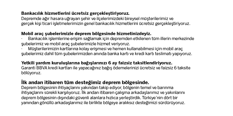 GarantiBBVA's tweet photo. Ülke olarak önümüzde uzun ve zorlu bir süreç var. İyileşme dönemimizin de uzun süreceğinin bilincindeyiz. Bölgenin finansal sıkıntılarını  karşılamak üzere ilk etapta 10 milyar TL’lik bir finansman desteği sağlıyoruz. Önümüzdeki dönem de imkanlarımızı seferber edeceğiz. https://t.co/b9i8cIA77D