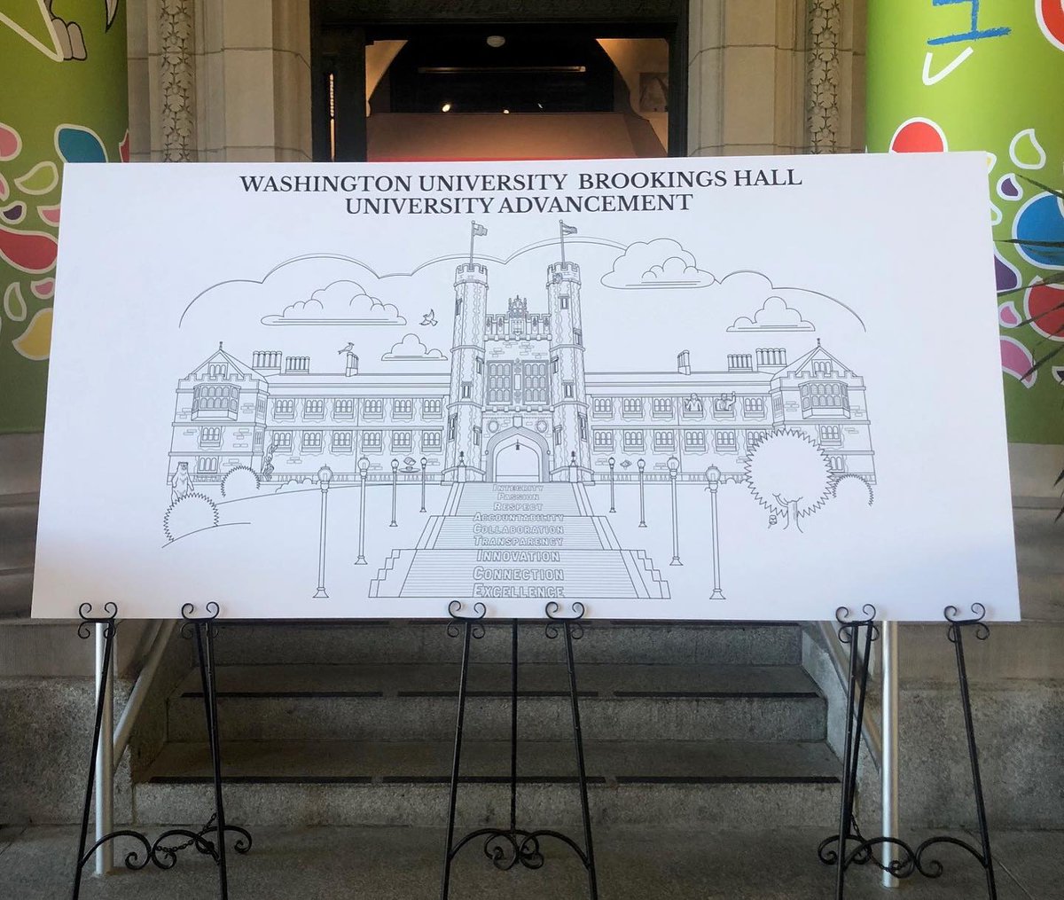 GlanceCreative's tweet photo. Have you been to the Coloring STL exhibit at the History Museum? It’s so much fun! We were delighted to produce a giant coloring board of Brookings Hall for a staff day at the museum. #wedoitall #largeformat #print https://t.co/A9UXW8pp30