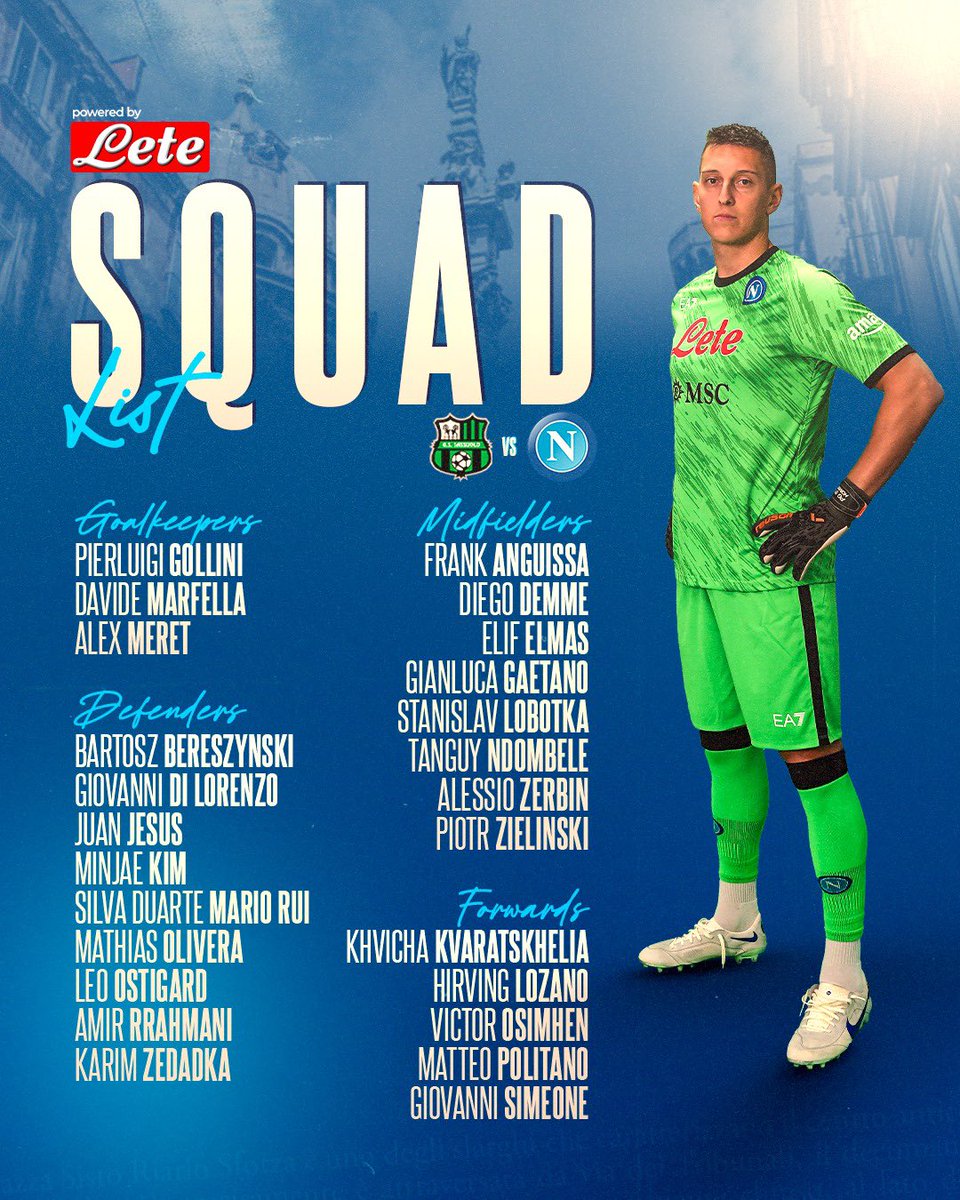 en_sscnapoli's tweet image. 📃 Our squad for #SassuoloNapoli