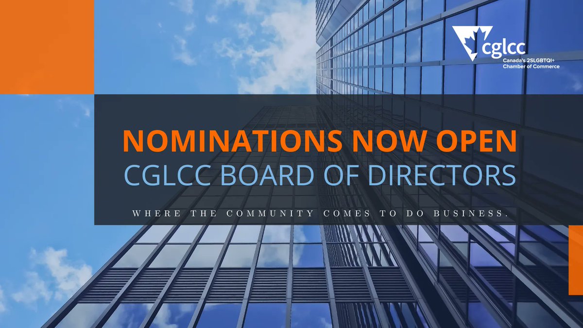 Nominations now open for voting members of CGLCC to complete the self-nomination process to be considered to serve as a member of the CGLCC Board of Directors from January 2024 - December 2025. Nominations accepted until March 31, 2023. 
Find out more: buff.ly/3Iw80FD