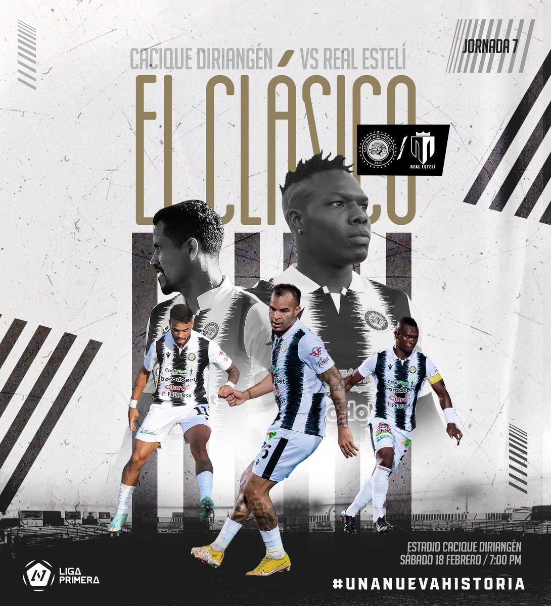 🤩 ¡SÁBADO DE CLÁSICO NACIONAL EN CASA! 🏠

El partido más importante del fútbol nicaragüense se juega en el Cacique blanquinegros ✅.

🆚 Real Estelí FC
📅 Sábado 18
🏟️ Estadio Cacique
⏰ 7:00 PM

¡Juntos lucharemos por el triunfo! 🤍🖤

#UnaNuevaHistoria #VamosCaciques
