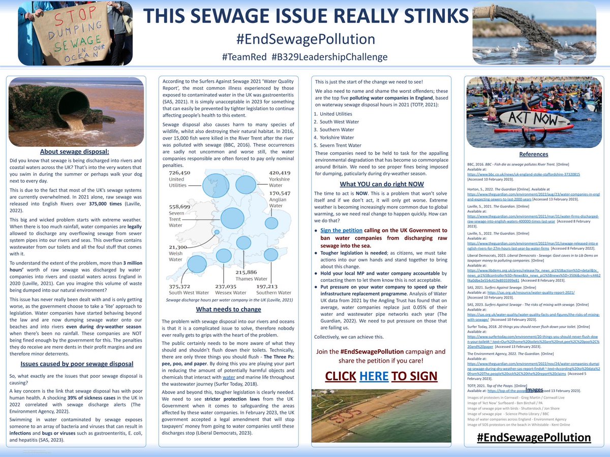 B329Vikkie's tweet image. In case our #B329LeadershipChallenge video wasn’t shocking enough, or you didn’t believe the stats, here’s the flyer to back it up. Sign the petition. Hold these companies to account. Answer our call to action NOW to stop this! 
#EndSewagePollution 

petition.parliament.uk/petitions/6221…