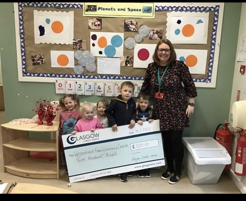Stacy our LPA and our children received a visit from Gillian from the credit union.  A huge thank you to <a href="/Glasgow_CU/">Glasgow Credit Union</a> for their donation to our nursery this will be used to develop outdoor learning <a href="/Alison1Bowers/">Bowers Alison</a> <a href="/ELCHeather/">Heather Douglas</a>