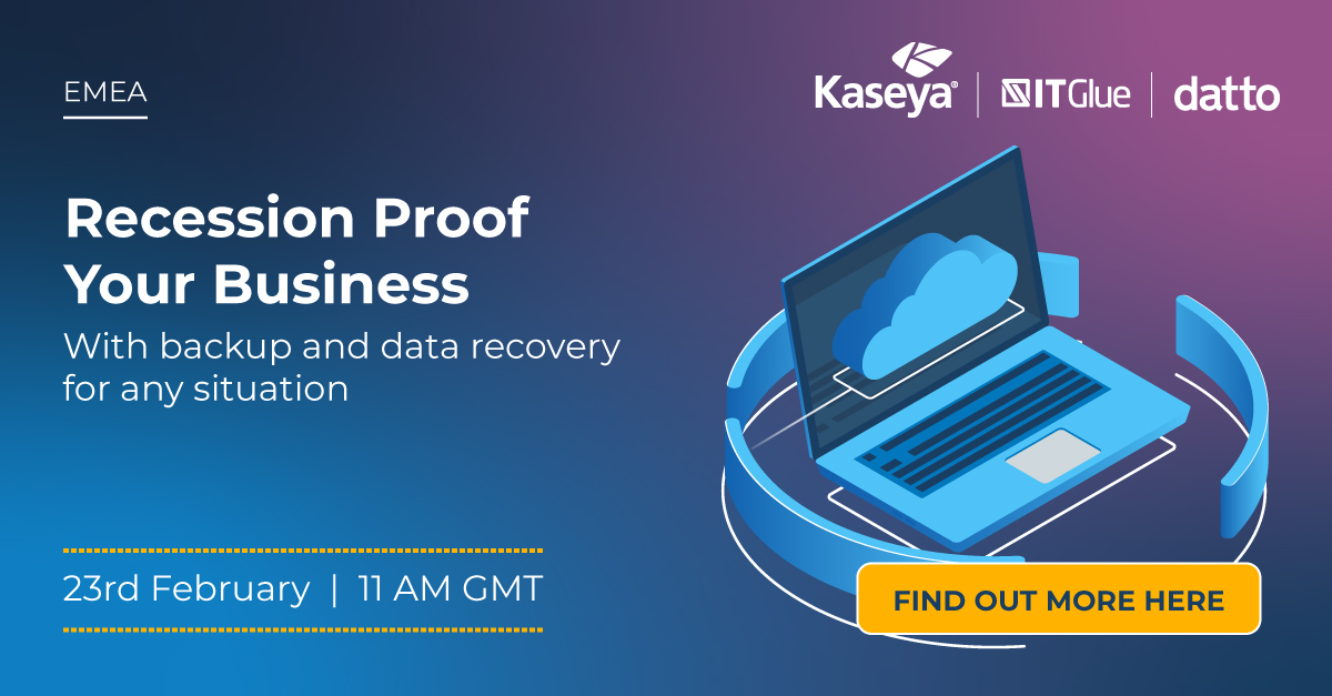 KaseyaCorp's tweet image. Join us 23rd February at 11 AM GMT for the EMEA webinar – Recession Proof Your Business with Backup and Data Recovery for Any Situation.
#BackupandRecovery #DataProtection
bit.ly/3I3b5vj