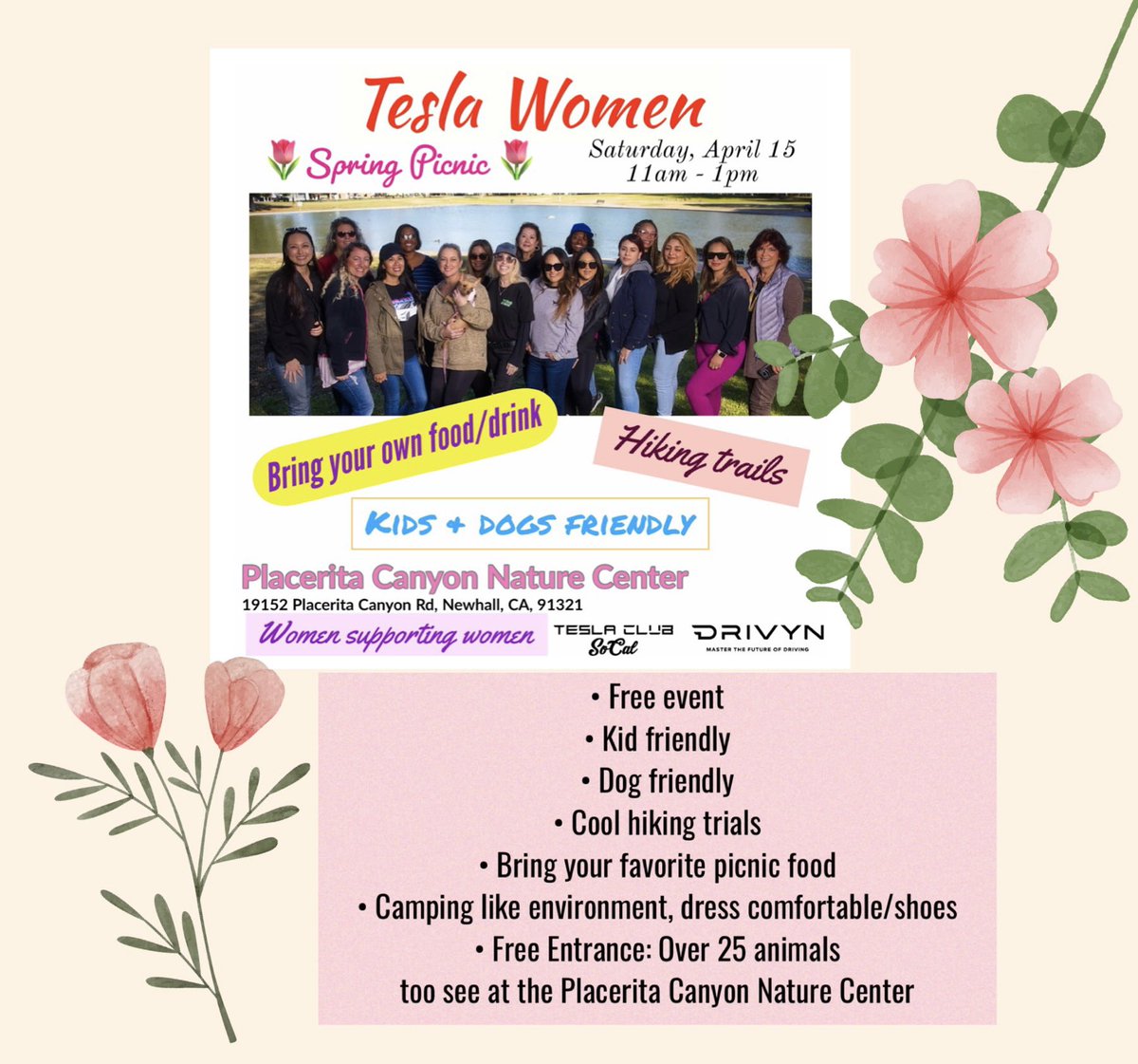 TeslaClubSoCal's tweet photo. Everyone that attends Tesla Womenโs Spring Picnic, will receive a FREE #TeslaBossBabe tee!
THANKS to our Sponsors! ๐๐ผ
@drivyndotcom
@EveryAmp
@tenetenergy
@SultanDrinksUSA
@tesplusofficial
@pacificcoastpdr
@thebluedot_co
Rodz Tint Shop
City Collision Center
JR Wheel
Limited sizes available, so arrive early!